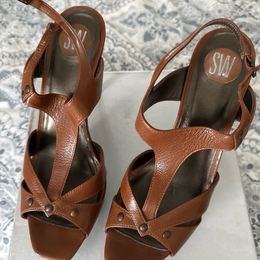 Stuart Weitzman  Brown Leather platform  Sandals